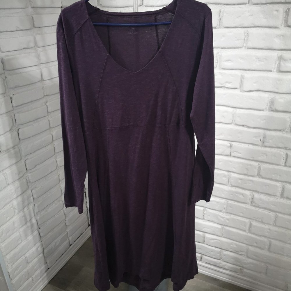 Horny Toad Ladies Purple V-neck Long Sleeve Size Large Midi Dress